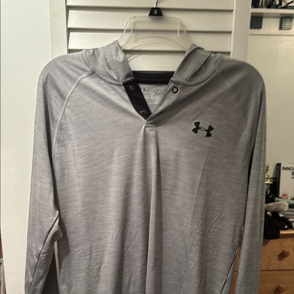 Under Armour Light Gray Hoodie with Black Accents